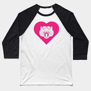 Tiger Mascot Cares Pink Baseball T-Shirt